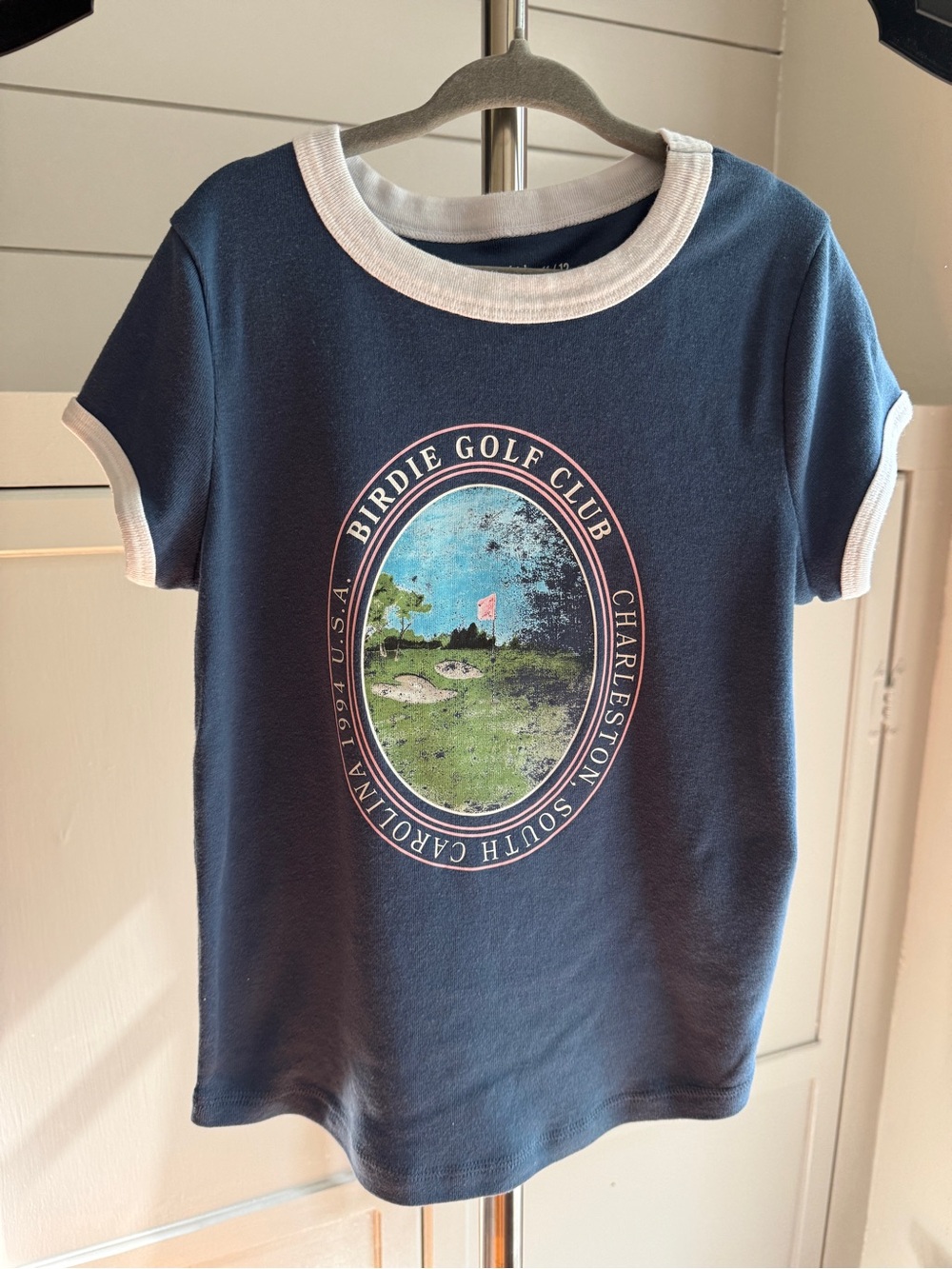 abercrombie kids Navy Blue Ringer Tee with Golf Graphic